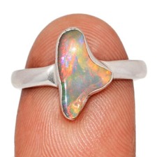 Natural Ethiopian Opal Polish Rough 925 Silver Ring Jewelry s.7.5 CR74401