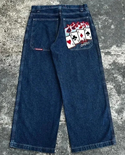 Unisex JNCO Hip-Hop Baggy Freizeit Skateboard Denim Retro weites Bein Hose Jeans - Bild 14 von 36