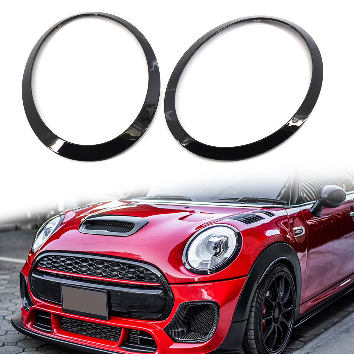 Gloss Black Headlight Bezel Trim Ring Cover For 2013-19 Mini Cooper F55 F56 F57