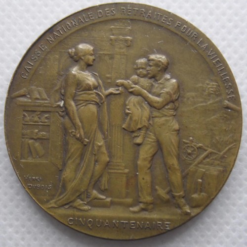 Frankreich Medaille Weltausstellung Paris 1900, 50. Jahrestag der Pensionskasse - Bild 2 von 5
