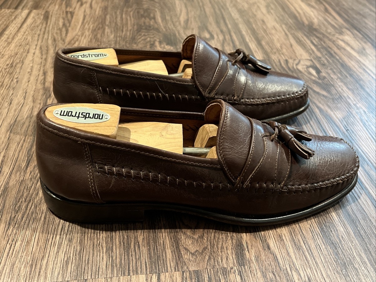 SAN REMO Size 10.5 Made in ITALY Handmade Genuine Leather Brown Loafers VTG san remo shoes products for sale | eBay main image 3
