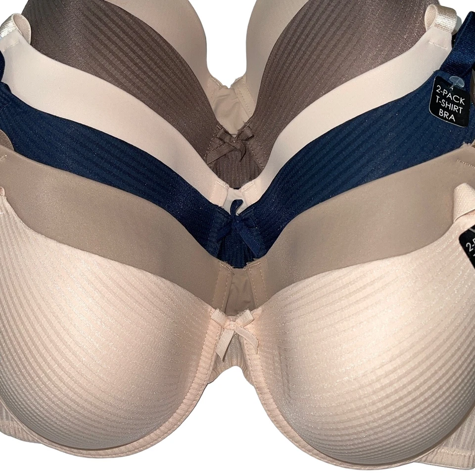 Paquete de 2 camisetas cómodas ligeras forradas acolchadas con aros sujetador Ellen Tracy lisas Foto 2 de 4