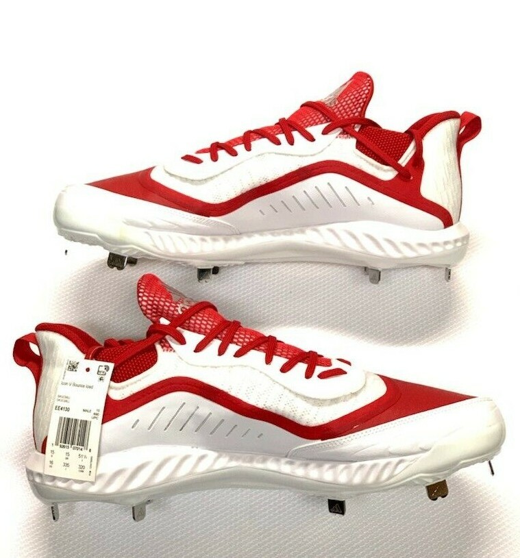 NWT Adidas Mens Icon V Bounce Iced Red White Baseball Cleats Size 8.5 NEW ADIDAS ICON V BOUNCE ICED MEN METAL BASEBALL CLEATS RED  main image 2