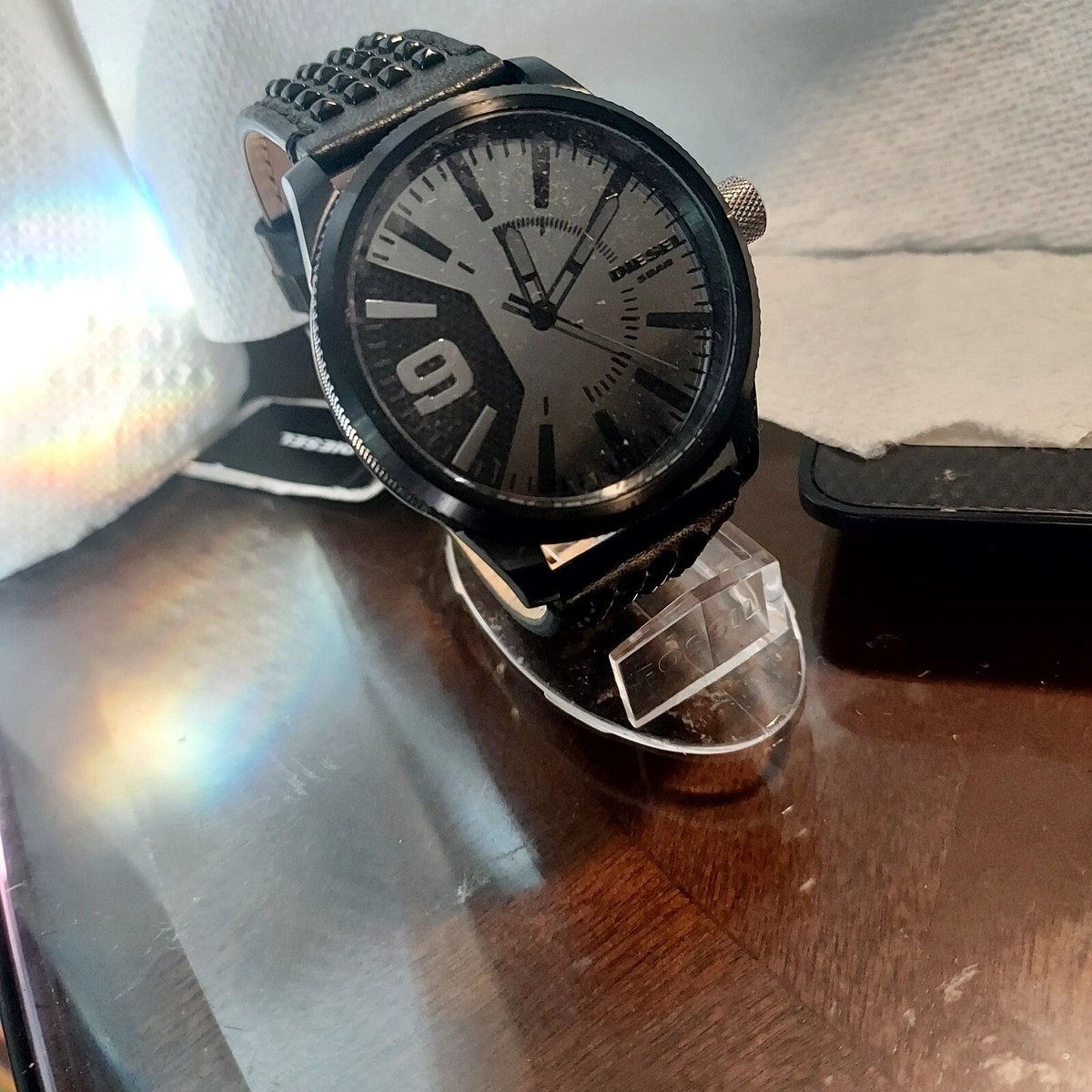 Diesel Rasp NSBB Mirror Dial Quartz Men's Black Yellow Band