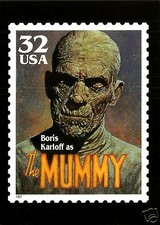 BORIS KARLOFF AS THE MUMMY, OFFICIAL USPS JUMBO POSTCARD (7x5 inches)