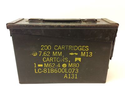 M13 7.62mm弾薬箱 200カートリッジ用 NEW MILITARY AMMO BOX 200 CARTRIDGES 7.62 MM M82 M13 CARTONS