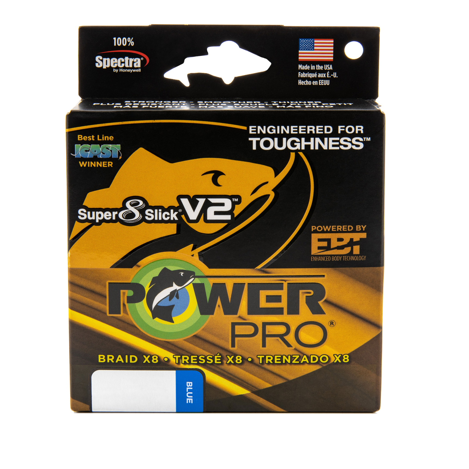 Плетеная леска PowerPro Super 8 Slick V2 — Marine_Blue — 30 фунтов — 300 ярдов (...