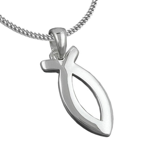 925 ECHT SILBER *** Anhänger Jesus-Zeichen Fisch Fischsymbol ICHTHYS, Kette opt.