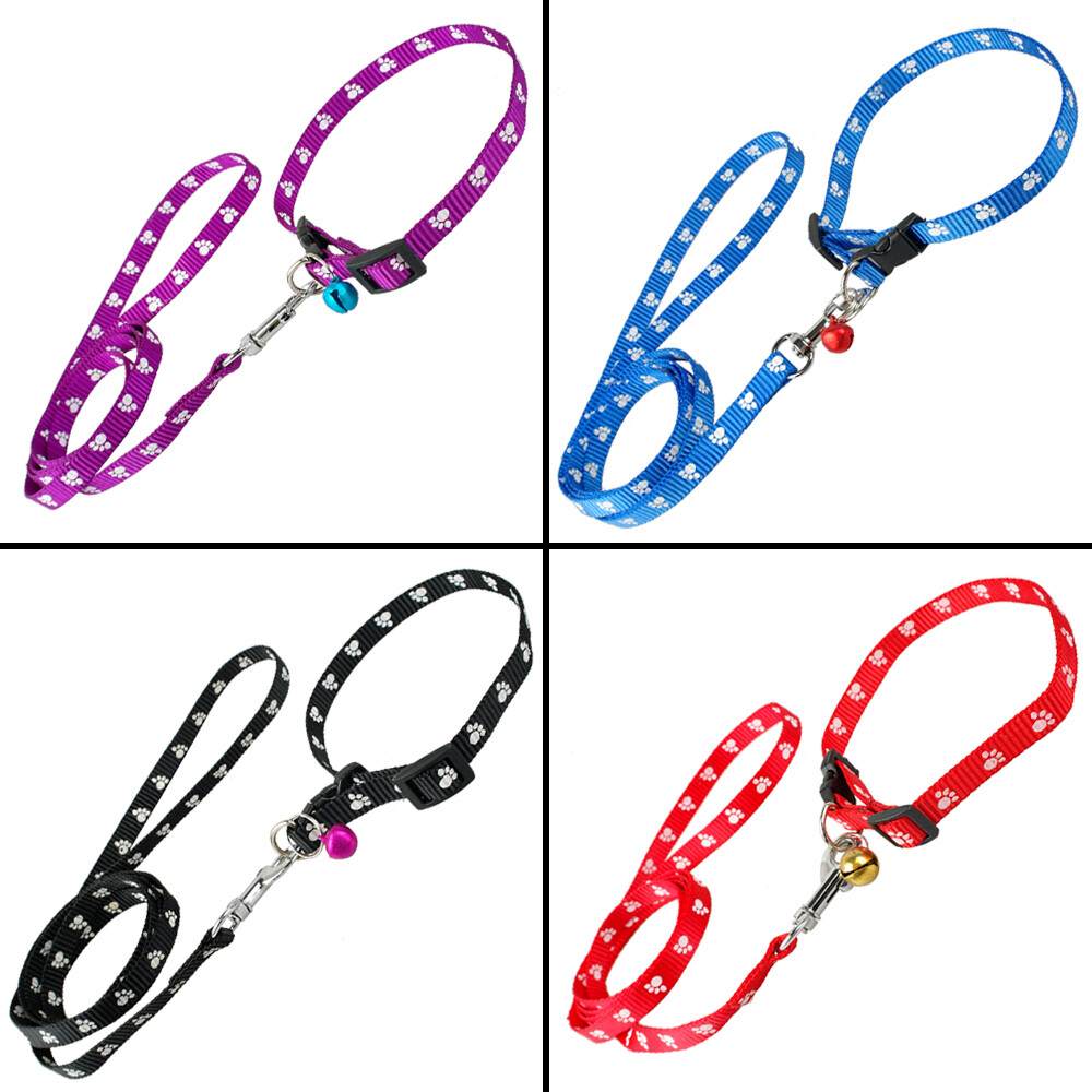 Hundehalsband Mit Glöckchen-Leine – Reflektierend, Für Kleine Hunde, Pfotenabdruck