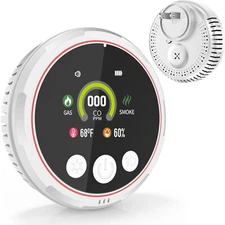 Portable 5-in-1 Carbon Monoxide,Smoke & Gas Alarm–HD Display, Home & Travel Use