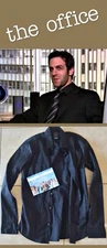 THE OFFICE: Ryan/B.J. Novak Black Dress Shirt w/Studio COA