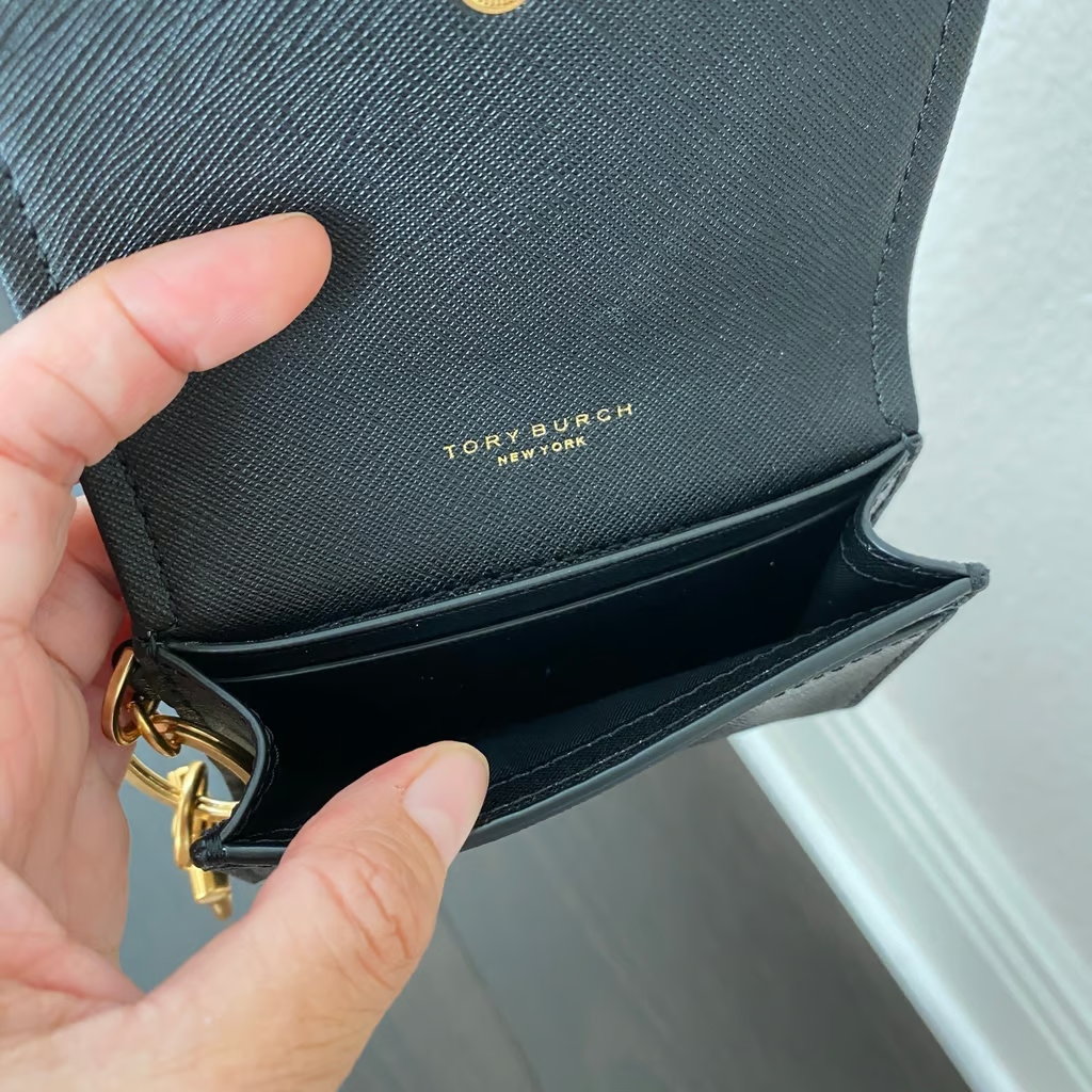 Tory Burch Emerson Flap Card Case 171610 リング付き TORY BURCH EMERSON FLAP CARD CASE BROWN GENUINE NEW WITH