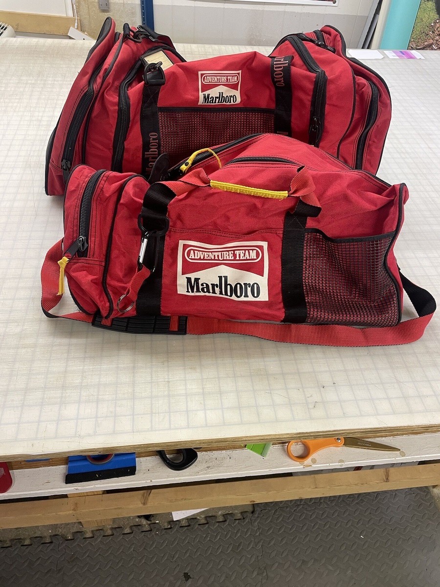 Vintage Marlboro Adventure Team Nylon Duffel Bag Red Travel