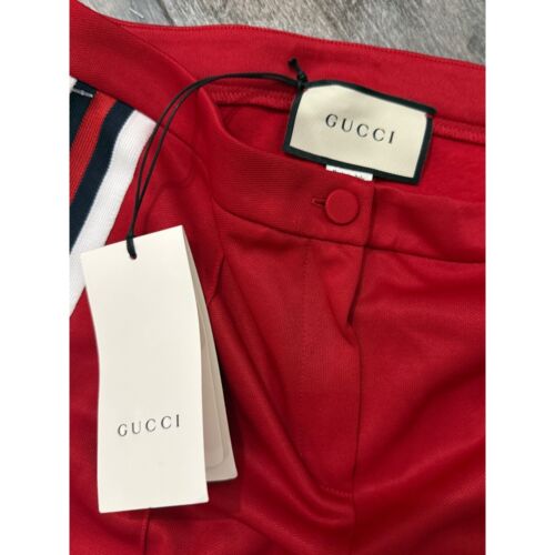 Gucci Stirrup Leggings Red Track Pants Striped Tech Jersey Size S