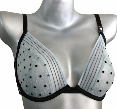 Victorias Secret Luxe Lingerie Deja Vu Unlined Demi Bra Frosty Blue 32DD Nwt