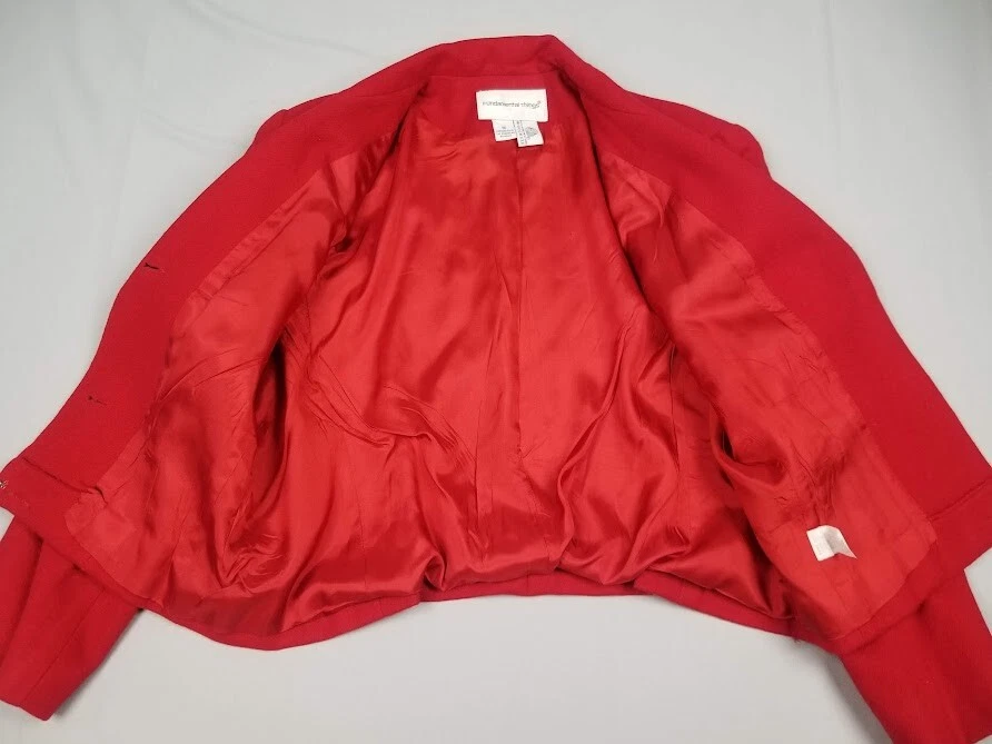 Blazer Chaqueta Informal Fundamental Things Mujer 10 Rojo Pura Lana Recortado Romántico Foto 4 de 4