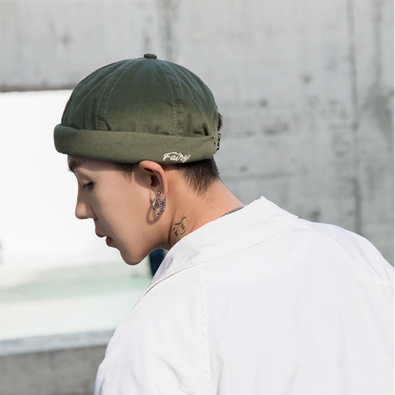 Mens Brimless Docker Cap Retro Worker Sailor Skull Cap Beanie with