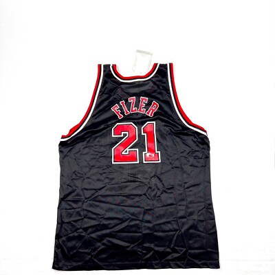 Vtg NWT Rare NBA Chicago Bulls Fizer Signed Champion Jersey