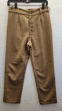 GRADE & GATHER Women's Small Brown Pinstripe Pants Button Up Actual 📏 28x25