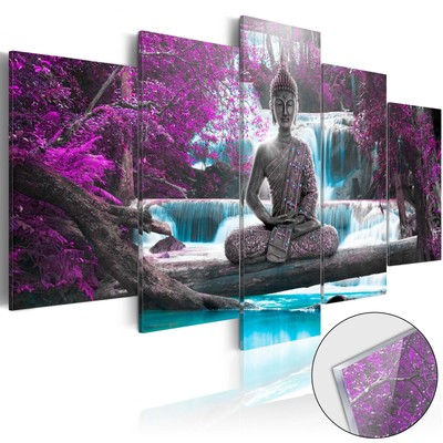 BUDDHA NATUR ZEN WASSERFALL Acrylglasbild Wandbild Glasbild Bilder c-A-0021-k-n