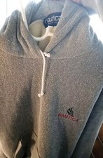 Vintage Nautica Sweatshirt Hoodie Size XL Sherpa Lining Logo Heavy Warm USA MADE