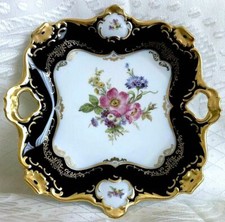 8" 654/1 Vg German Bavaria Kaiser Alka Kunst Cobalt Blue HP Porcln Platter Tray