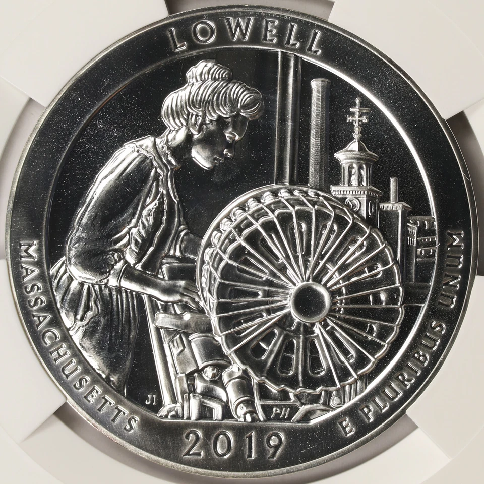 2019 Lowell Historical Park ATB 5 oz Silver Quarter 25c NGC MS69PL - Image 3 of 4