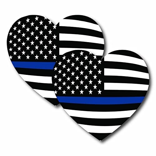 Thin Blue Line American Flag Heart Magnet Decal, 2 Pack, 5 Inches - Photo 1 sur 7