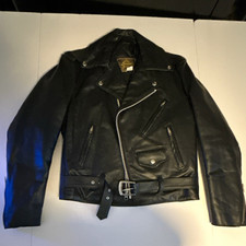 Vintage The Leather Factory Black Leather Motorcycle Jacket Men 38R USA Made
