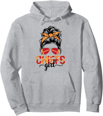 Vintage Chief Girl Funny Messy Bun Football Fans  Unisex Hooded Sweatshirt