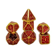 Seven Seas Pirates Metal Red and Gold Spider Web Dice Set with Display Box