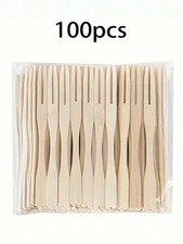 100pcs Bamboo Cocktail Fruit Picks Party Drink Food Cake Forks Vegetable Sticks