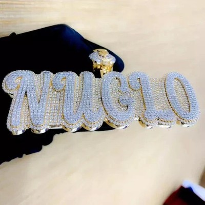 3.00 Ct Round Cut Real Moissanite Custom Letter Pendant 14K Yellow Gold Plated