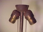 Antique Cast Iron & Brass Lamp Base and Stem with 2 Slag Glass Orbs (balls) — photo 6