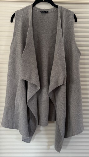 Eileen Fisher maglione gilet XL aperto davanti grigio a costine 100% lana casual outdoor - Foto 1 di 12