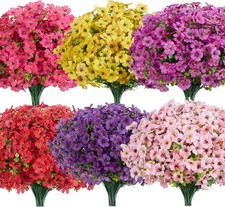 Artificial Flowers for Outdoors, 12 Bundles UV Resistant Fake Silk Flowers for