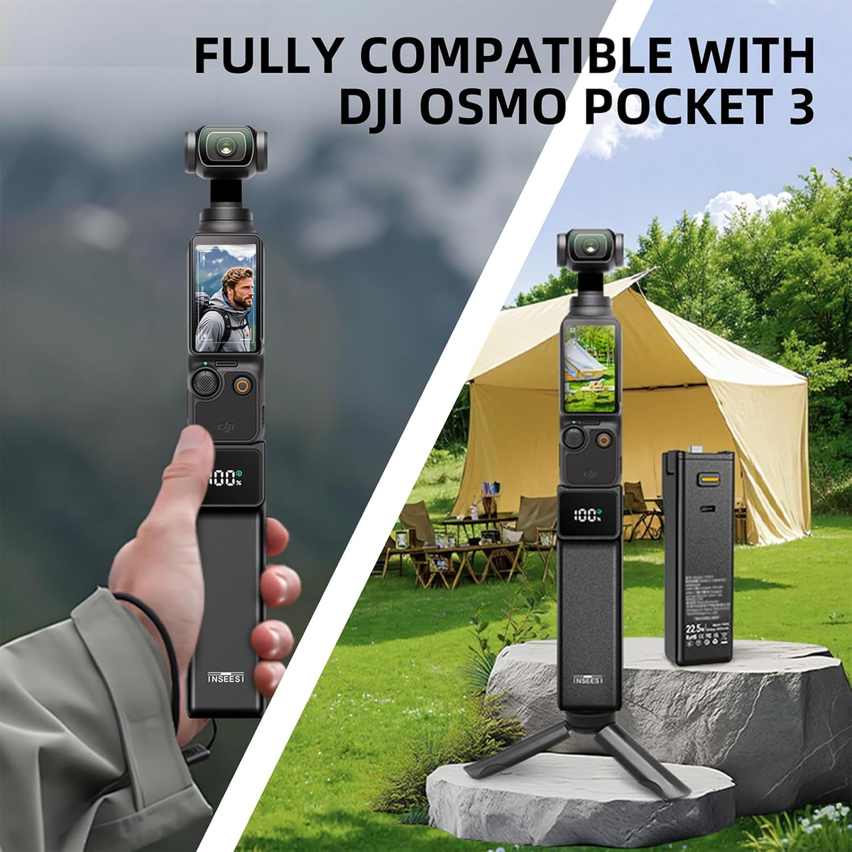 Batterijhandgreep voor Pocket 3, Pocket 3 Batterijhandgreep voor Pocket 3 Creator Combo Accessoires, Ingebouwde 2800mAh Batterij, 1/4 Inch Schroefdraadgat Power Bank Batterijhandgreep voor Pocket 3, Pocket 3 Batterijhandgreep voor Pocket 3 Creator Combo Accessoires, Ingebouwde 2800mAh Batterij, 1/4 Inch Schroefdraadgat Power Bank