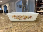 Vintage Anchor Hocking Fire King Autumn Flowers Bread Baking Dish