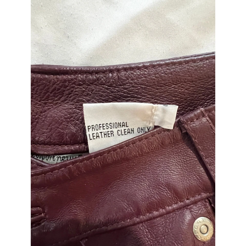 Pantalones de cuero vintage Newport News Jeanology Collection para mujer talla 8 borgoña Foto 4 de 4