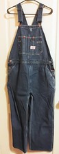 ROUND HOUSE Denim Overalls 40x30 Cotton Blue Stone Wash Farmer Workwear Utility