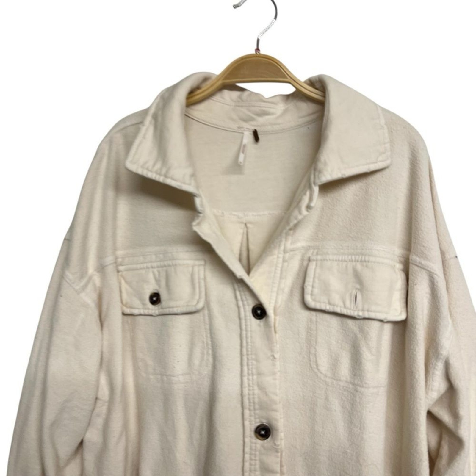 Free People Ruby Button Front Shacket Jacket Cham… - image 2