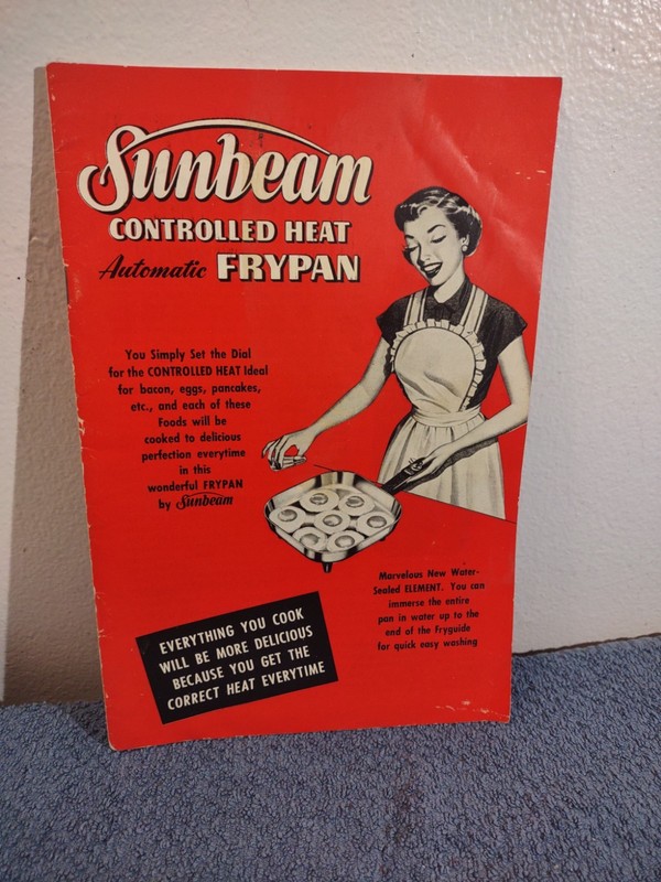 Vintage Instruction Manual Sunbeam Controlled Heat Automatic Frypan 1953 