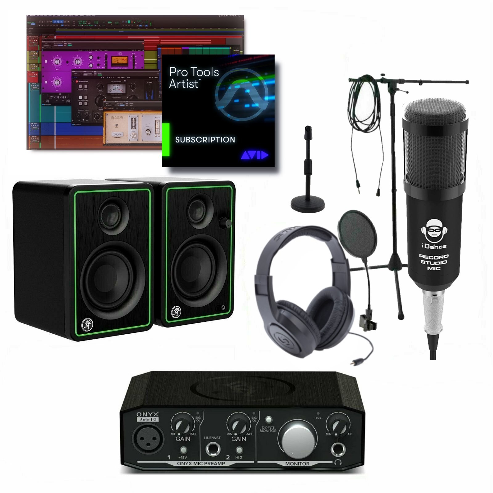 Home Recording Bundle Mackie Onyx Artist 1-2 USB Interface with Pro Tools Artist