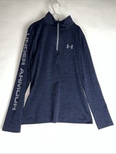 UNDER ARMOUR Youth Boys M Loose Heatgear Navy 1/4 Zip Pullover