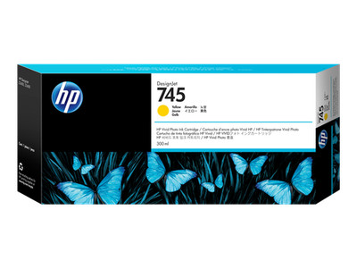 HP 745 300-ml DesignJet Yellow Ink Cartridge, F9K02A