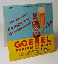 1940s Beer Sign Old Vintage Goebel Bantam Beer Advertising Sign Detroit Michigan