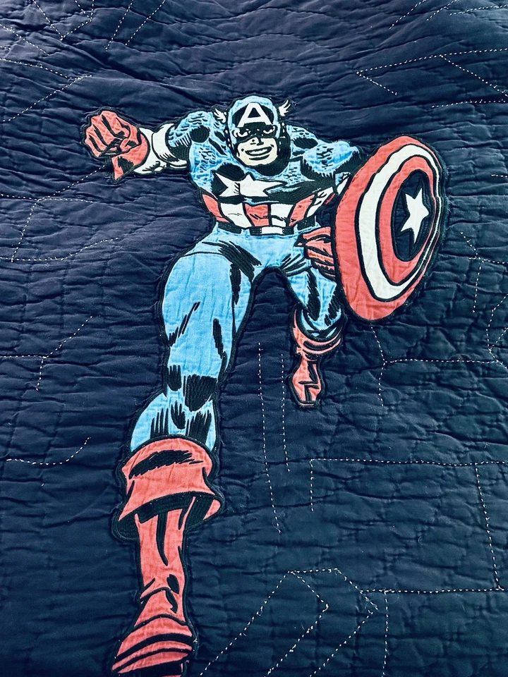 RARE Pottery Barn Kids Marvel Captain America Full/Queen Quilt (86”x86”) - Image 2 of 4