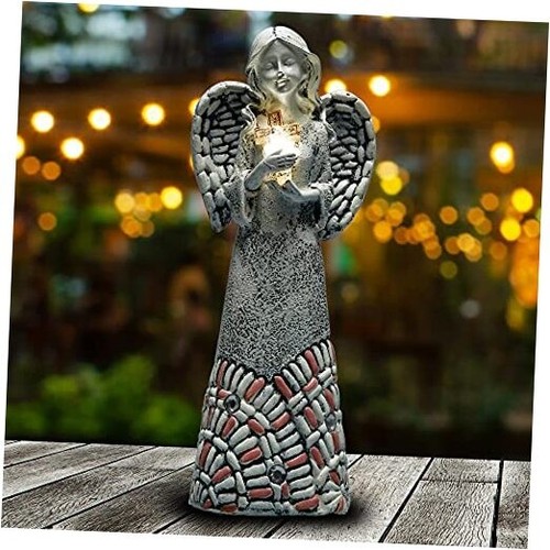 Angel Garden Statues Outdoor Solar Decor Gifts for Women Cross Praying for