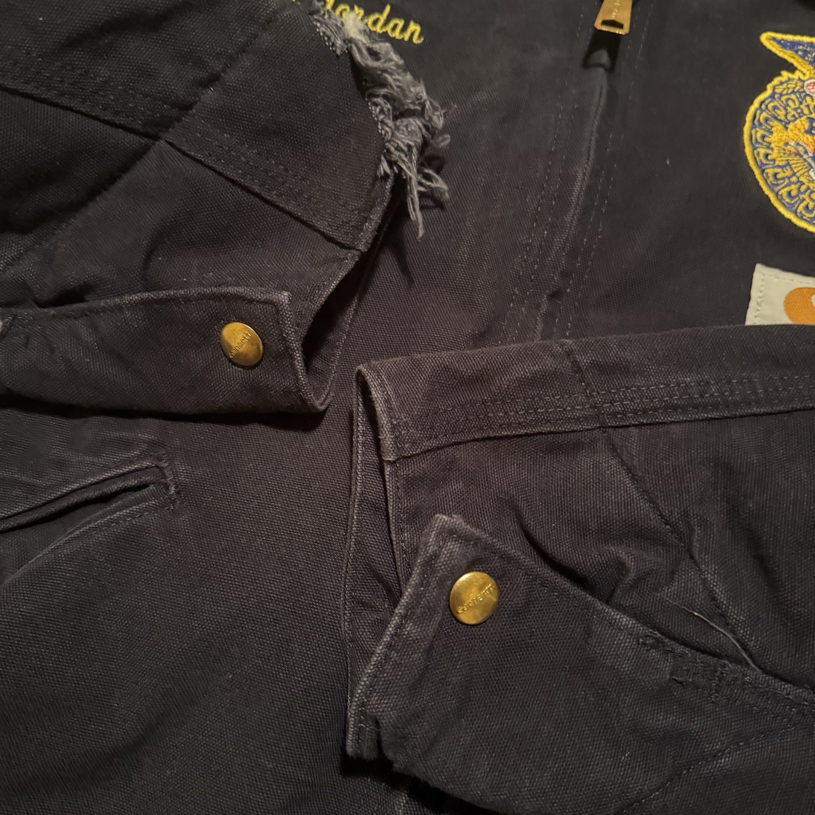 Carhartt FFA Detroit Jacket 101209403 Navy Blue Made In USA Blanket Lined Mens M image 6