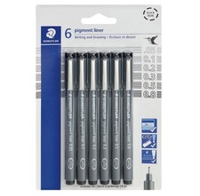 Staedtler Pigment Liner Pack, Black, 6 Pens, 6 Count Pack of 1 , Black
